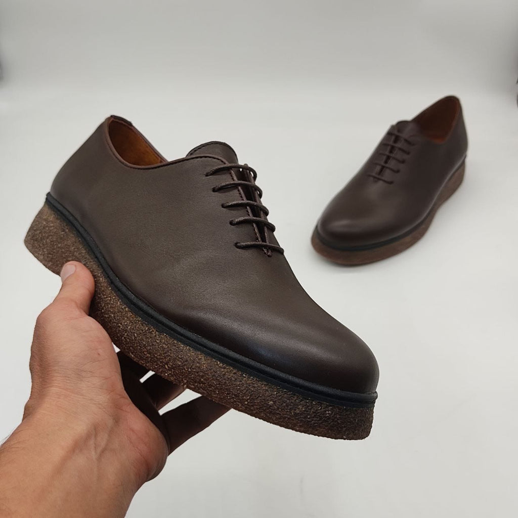 chaussures MIM en cuir grainé marron-CL01