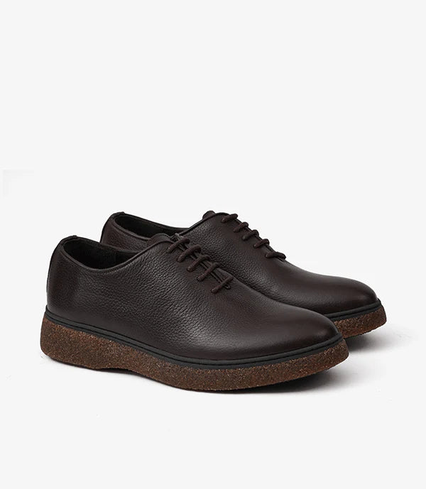 chaussures MIM en cuir grainé marron-CL01