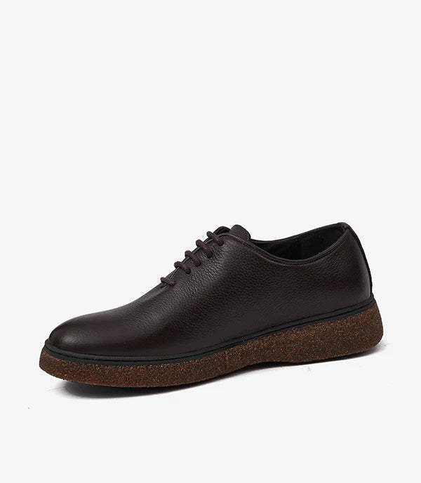 chaussures MIM en cuir grainé marron-CL01